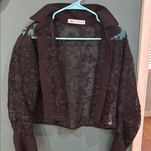 Zara Black Sheer Lace Jacket